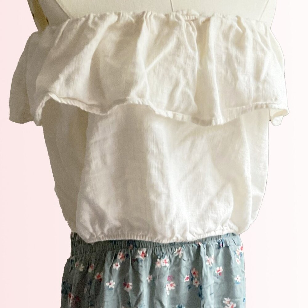Aerie ivory tube crop top with ruffle layer and light elastic waist